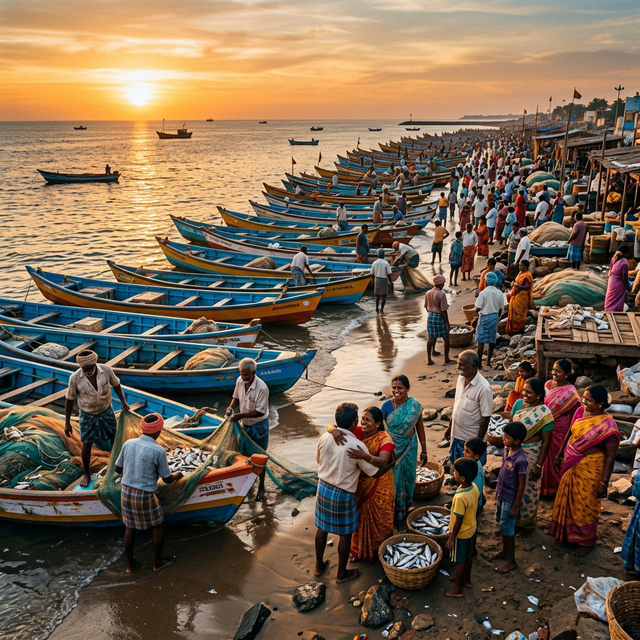 Fishermen returning home