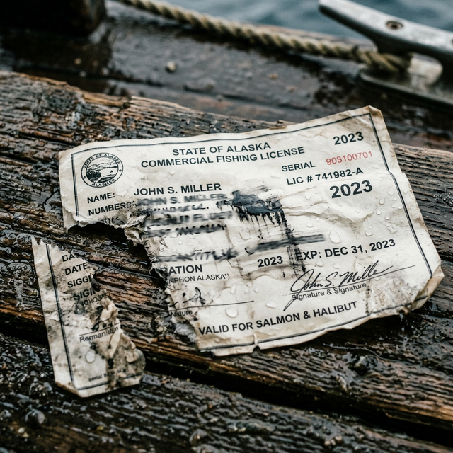 Damaged fishing license